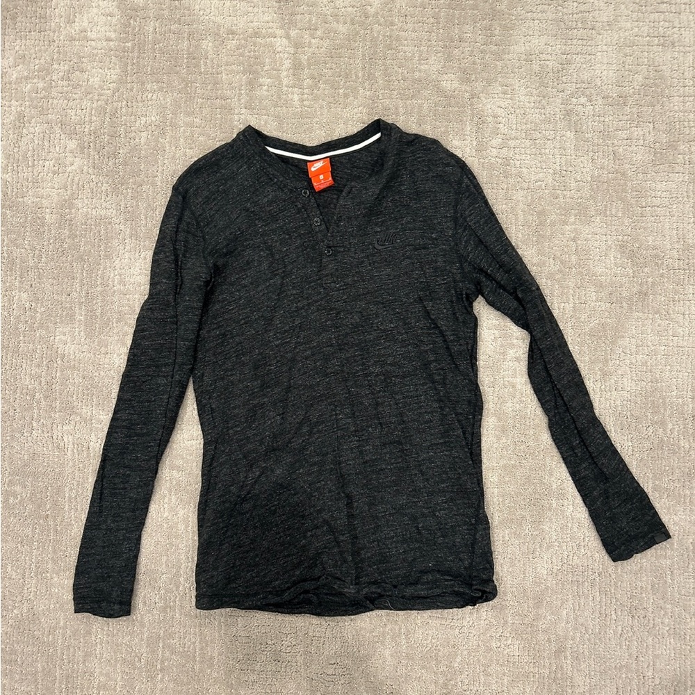 Nike Kids Charcoal Long Sleeve Henley Shirt